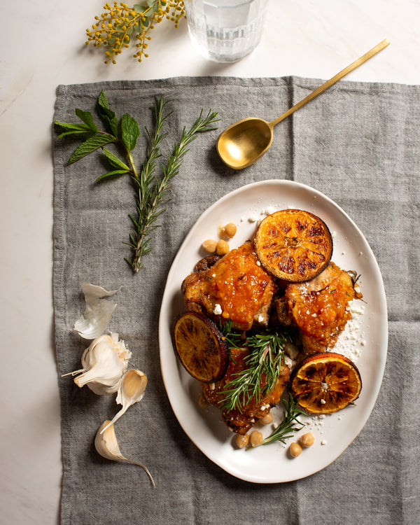 Roast Chicken with Orange Marmalade, Chickpea and Rosemary